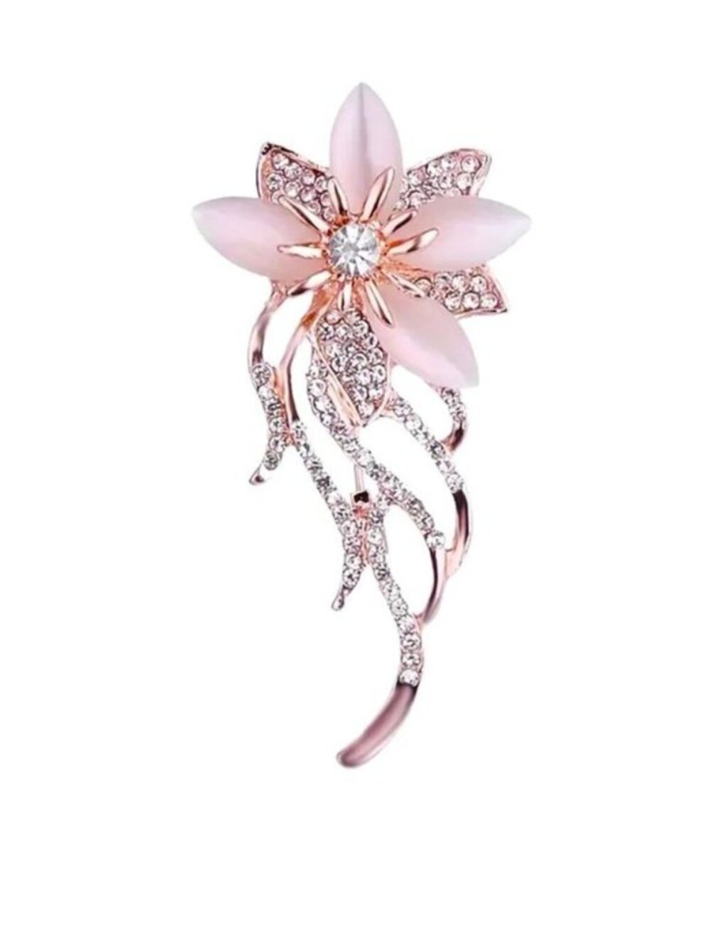 Flower Brooch Rhinestone Pink Pin Stylish Sparkle Retro Glam Stylish Trendy NEW